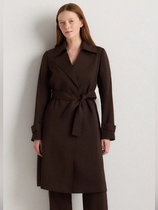 Quince Jackets & Blazers - Quince Stretch Crepe Trench Coat XS Coffee Bean Brown Quiet Luxury NWOT